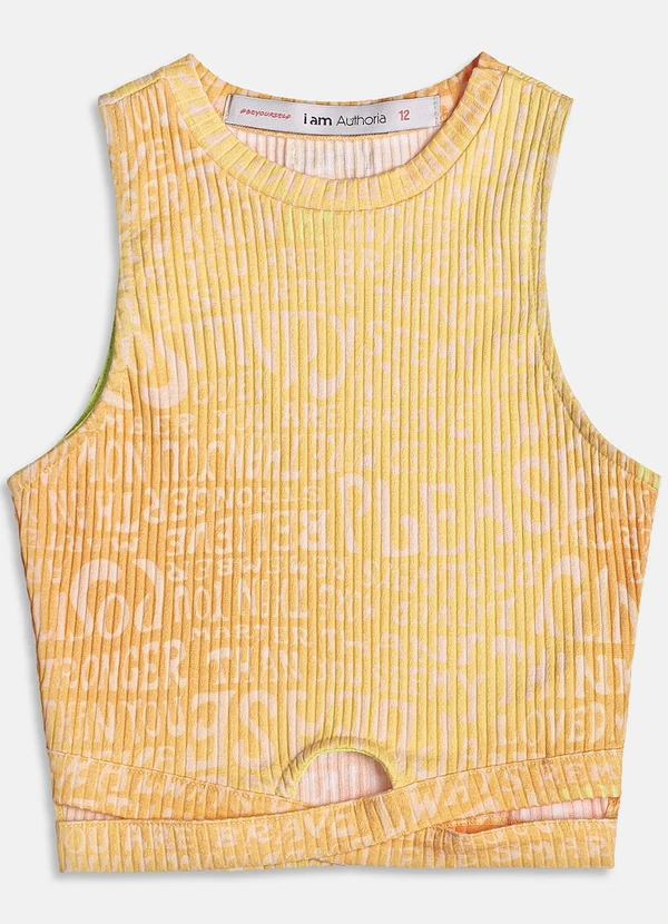 I Am - Cropped com Estampa Laranja