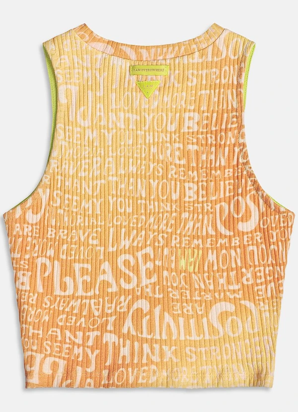 I Am - Cropped com Estampa Laranja 2