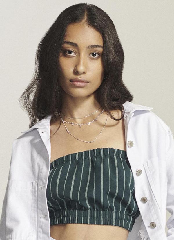 Authoria - Cropped com Estampa Listrada Verde