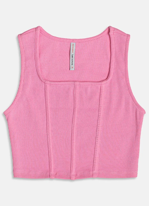 I Am - Cropped Corset Básico Rosa