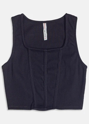 I Am - Cropped Corset Canelado Preto - I AM