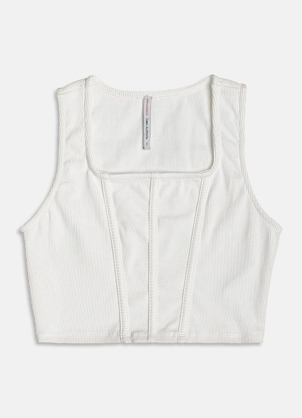 I Am - Cropped Corset Pérola Canelado Pérola