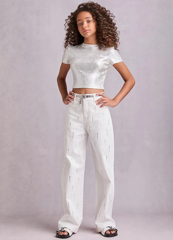 I Am - Cropped de Foil Craquelado Prata 3