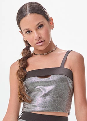 I Am - Cropped de Foil Prata Prata - I AM