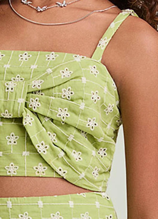 I Am - Cropped de Laise com Bordado Verde 5