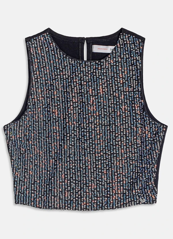 I Am - Cropped de Paetê Preto 3