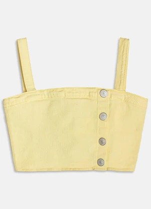 I Am - Cropped de Sarja com Botões Amarelo - I AM