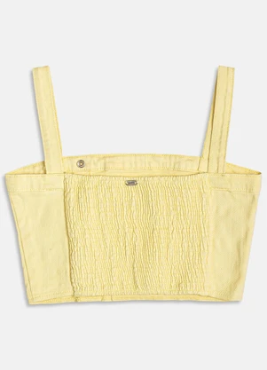 I Am - Cropped de Sarja com Botões Amarelo - I AM