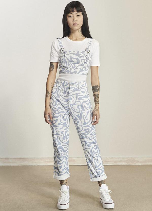 Authoria - Cropped de Sarja Estampada Branco 2