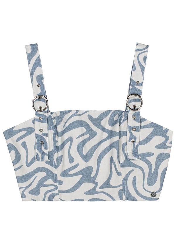 Authoria - Cropped de Sarja Estampada Branco 3