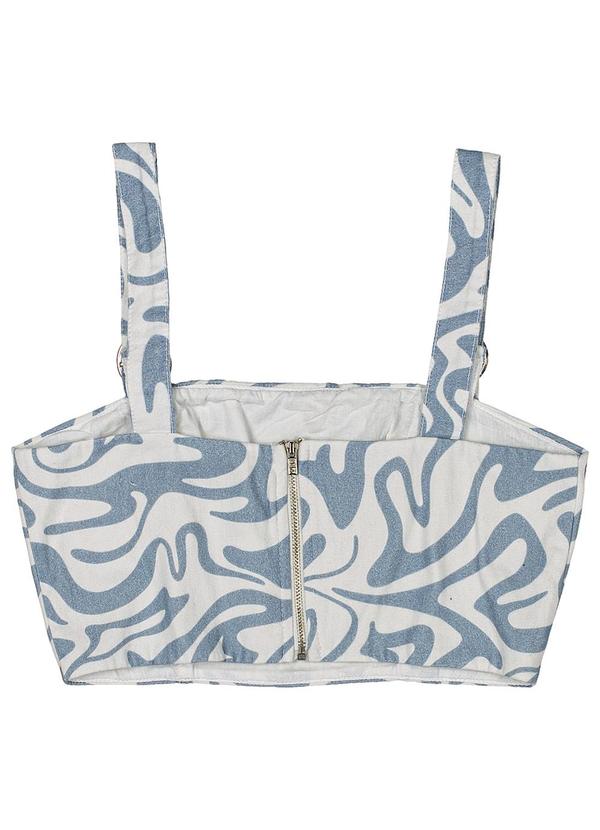 Authoria - Cropped de Sarja Estampada Branco 4