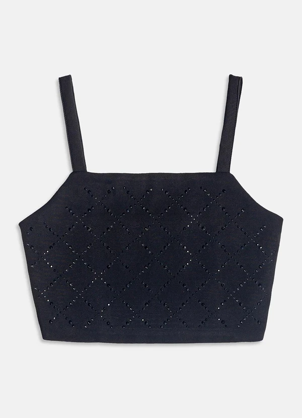 I Am - Cropped de Strass Preto 5