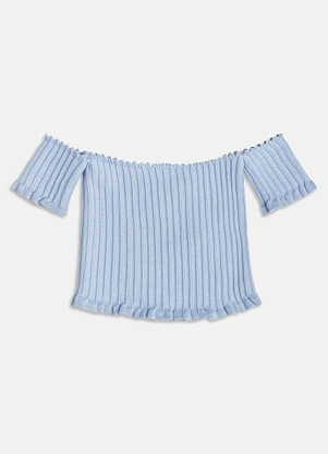 I Am - Cropped de Tricot Canelado Azul - I AM