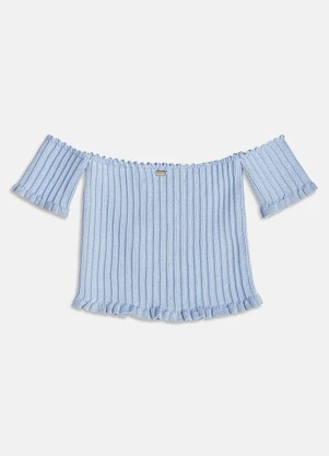 I Am - Cropped de Tricot Canelado Azul - I AM