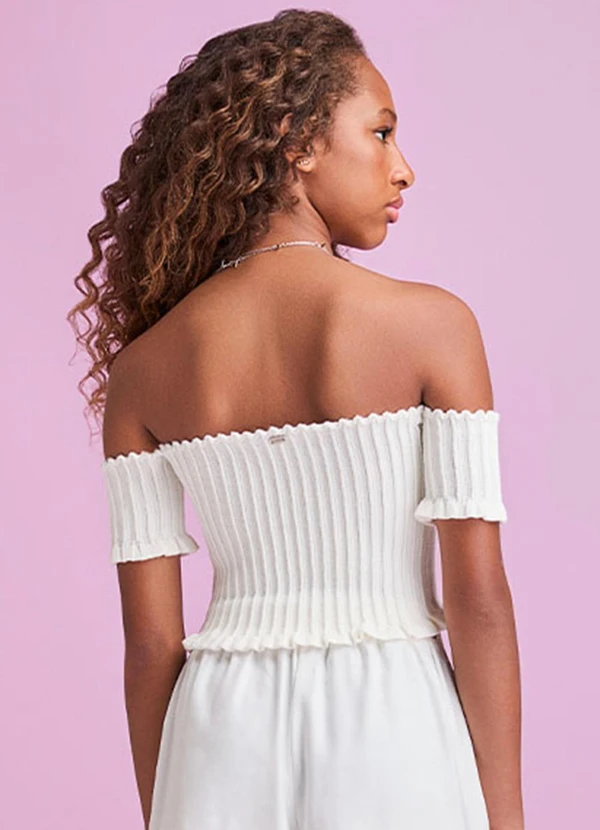 I Am - Cropped de Tricot Canelado Off White Off White 2