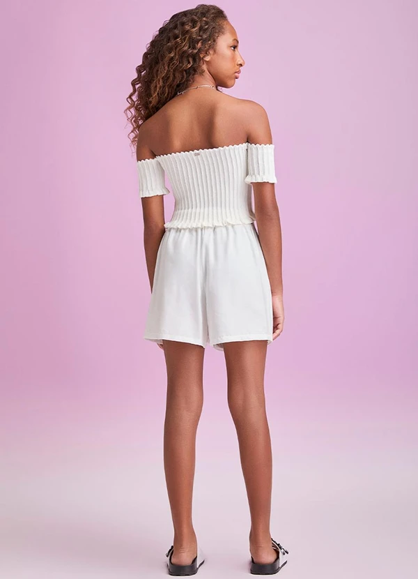 I Am - Cropped de Tricot Canelado Off White Off White 4