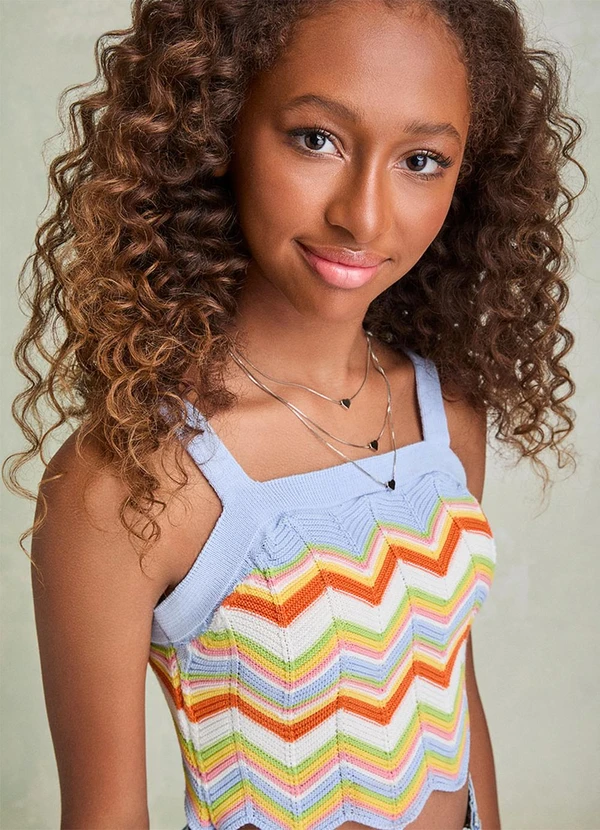 I Am - Cropped de Tricot com Listras Chevron Azul 5