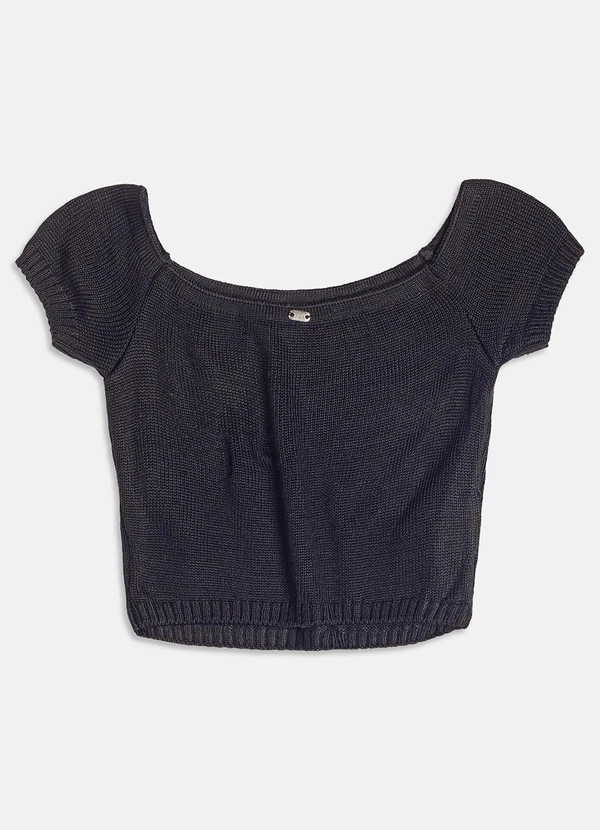 I Am - Cropped de Tricot com Strass Preto 4