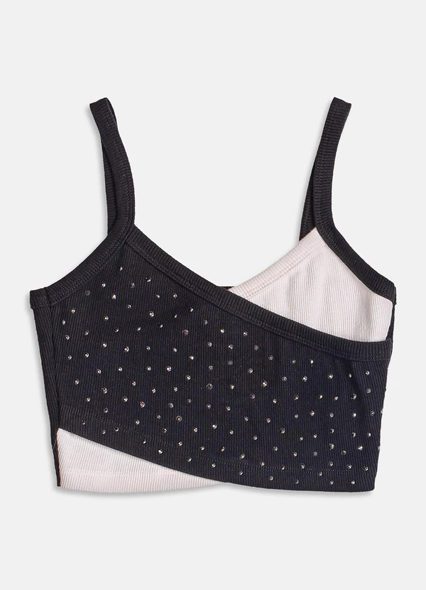 I Am - Cropped Duas Cores com Strass Off White 3