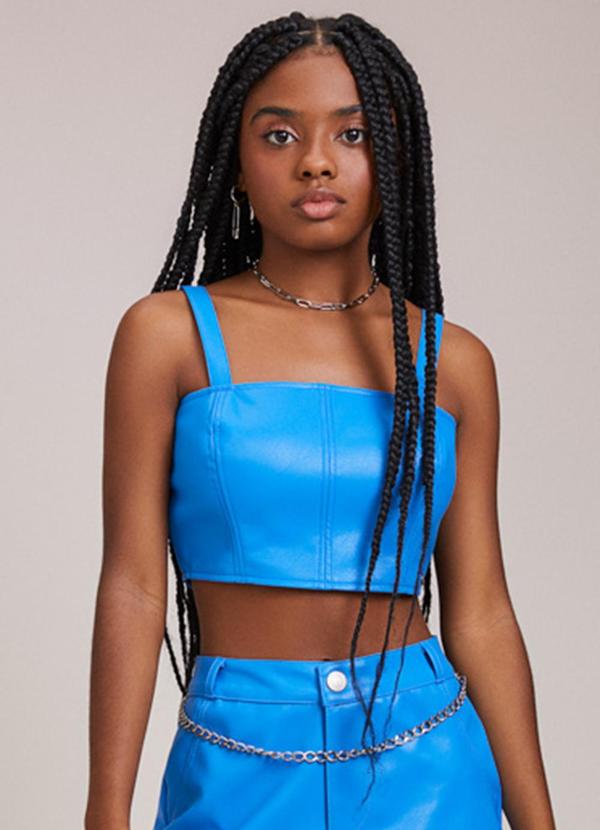 Cropped Fake Leather Azul TexBrands