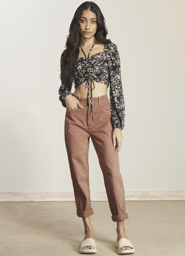 Authoria - Cropped Feminino com Estampa Liberty Preto 2