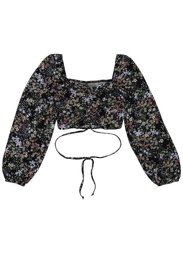 Authoria - Cropped Feminino com Estampa Liberty Preto 3