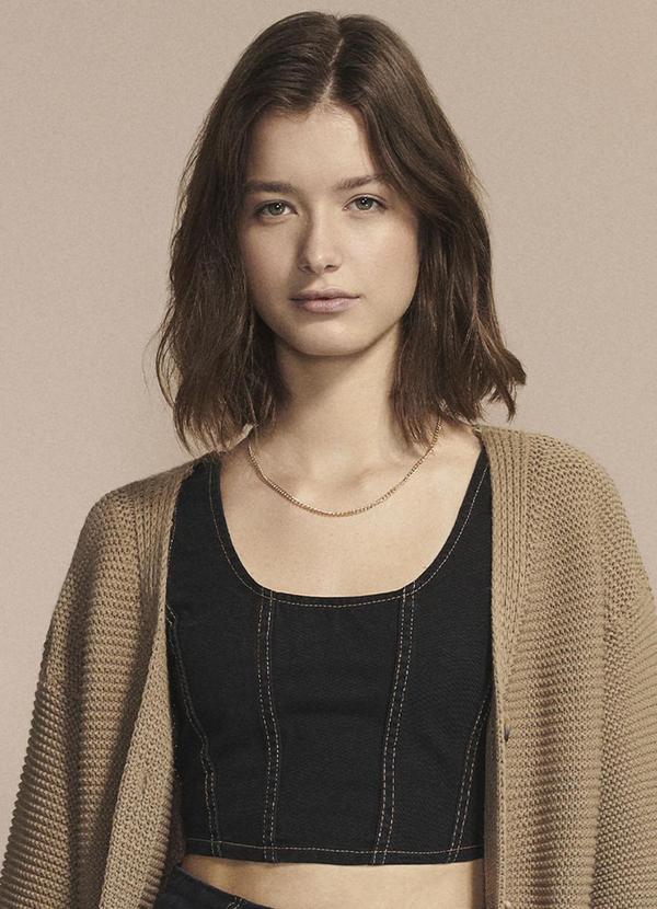 Authoria - Cropped Feminino de Sarja Preto