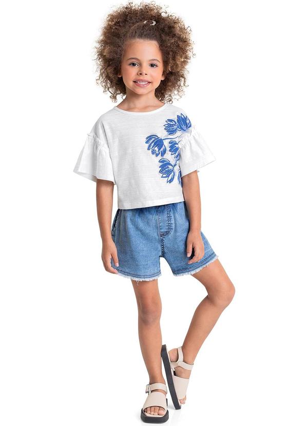 Quimby - Cropped Infantil Floral para Menina Branco 2