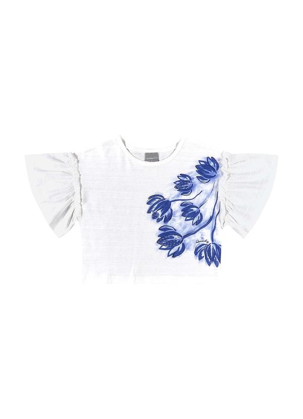 Quimby - Cropped Infantil Floral para Menina Branco 3