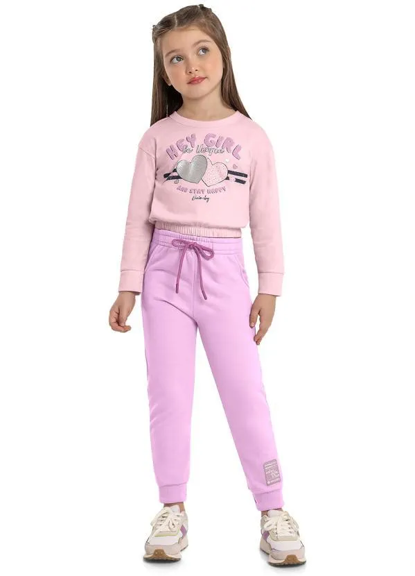 Quimby - Cropped Infantil Manga Longa Rosa 2