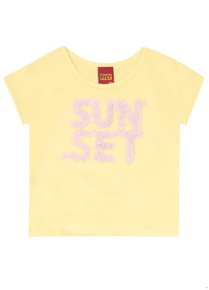 Kyly - Cropped Infantil Menina Bordado Amarelo - KYLY