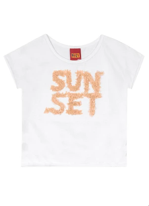 Kyly - Cropped Infantil Menina Bordado Branco - KYLY