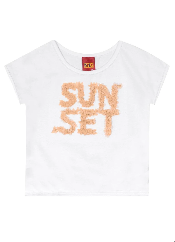 Kyly - Cropped Infantil Menina Bordado Branco