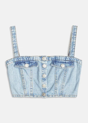 I Am - Cropped Jeans com Lapelas Azul - I AM