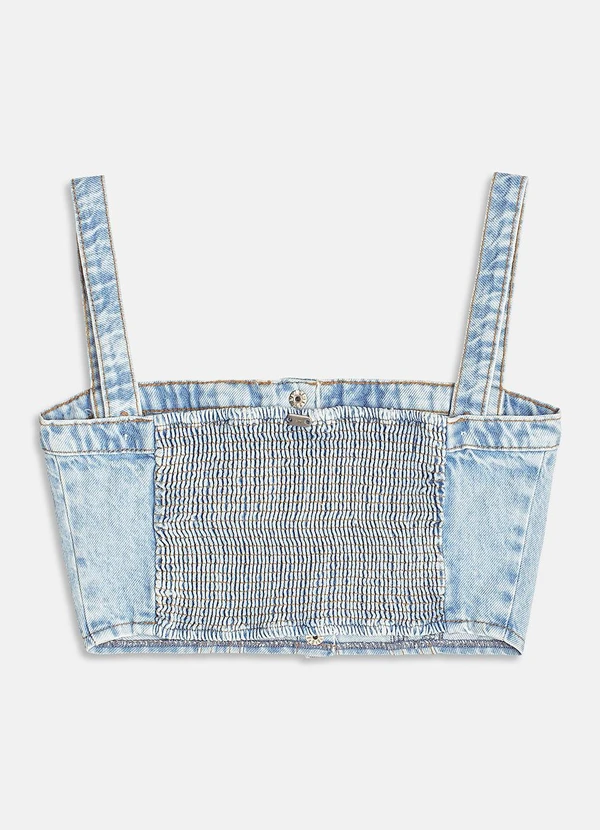 I Am - Cropped Jeans com Lapelas Azul 2