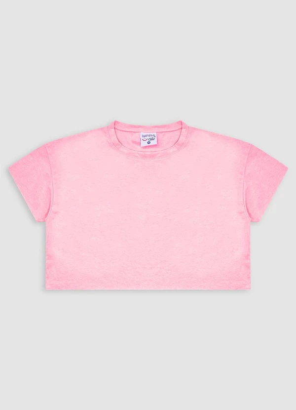 Turminha - Cropped Meia Malha Tshirt Rosa