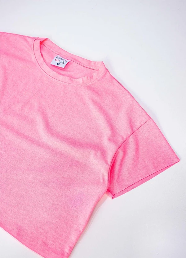 Turminha - Cropped Meia Malha Tshirt Rosa 2