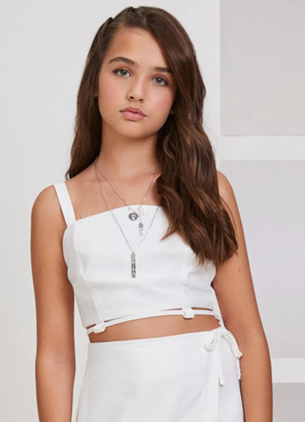 I Am - Cropped Off com Amarração Off White