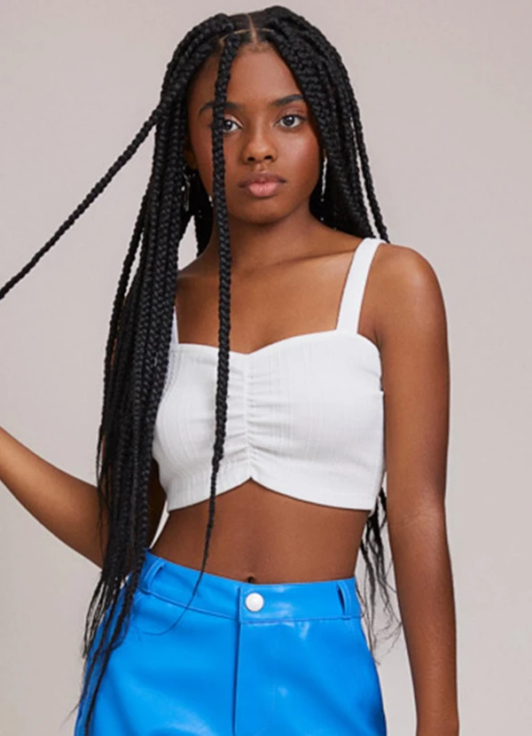 I Am - Cropped Off White com Franzido Off White