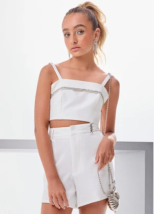 I Am - Cropped Off White com Glitter Off White - I AM