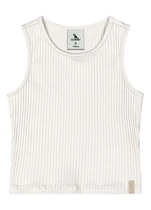 Quimby - Cropped Ribana Canelada Menina Bege - QUIMBY