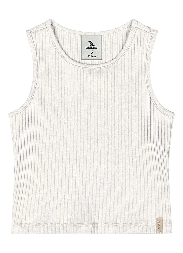 Quimby - Cropped Ribana Canelada Menina Bege