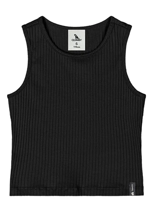 Quimby - Cropped Ribana Canelada Menina Preto - QUIMBY