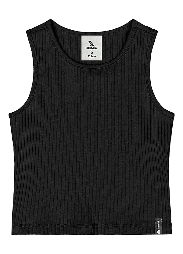 Quimby - Cropped Ribana Canelada Menina Preto