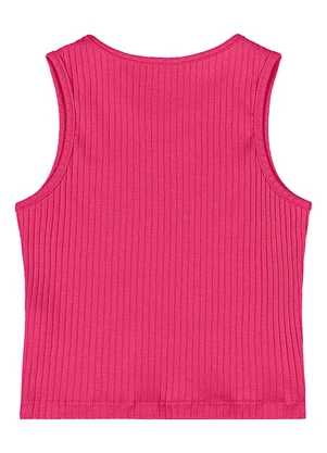 Quimby - Cropped Ribana Canelada Menina Rosa - QUIMBY