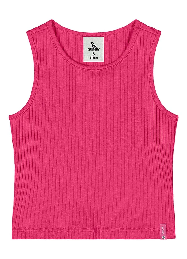 Quimby - Cropped Ribana Canelada Menina Rosa