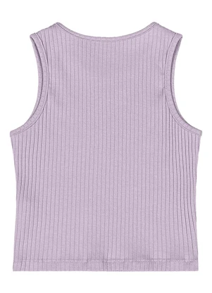 Quimby - Cropped Ribana Canelada Menina Roxo - QUIMBY