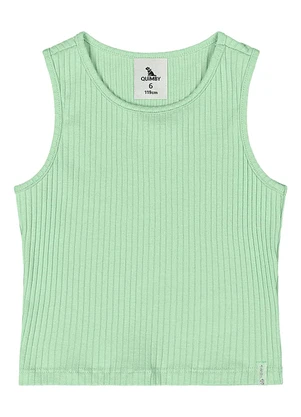 Quimby - Cropped Ribana Canelada Menina Verde - QUIMBY