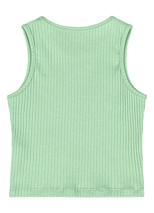 Quimby - Cropped Ribana Canelada Menina Verde - QUIMBY