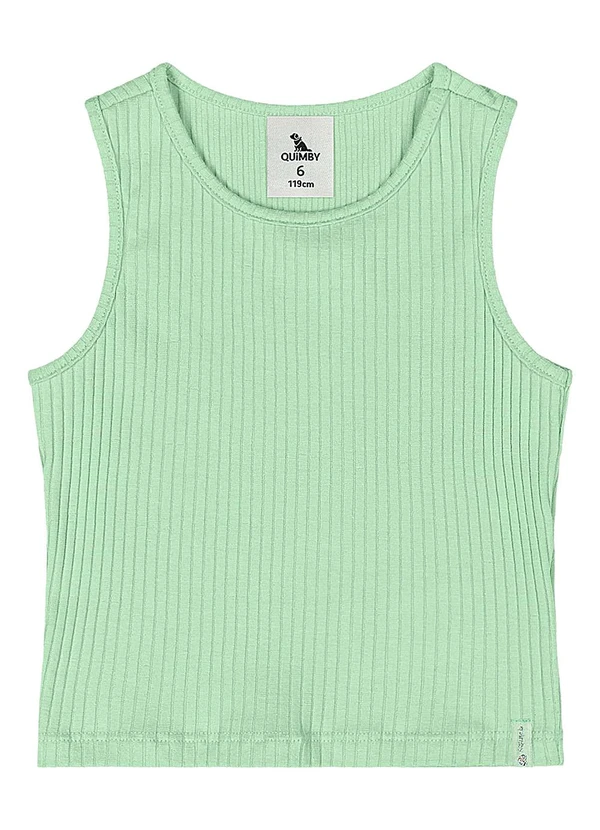 Quimby - Cropped Ribana Canelada Menina Verde